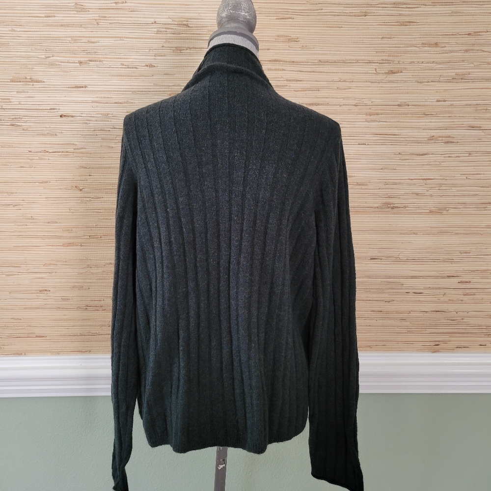 Madewell Everest Mock Neck Wool Blend Sweater Heather Pine Rib Knit XXL - Picture 5 of 8